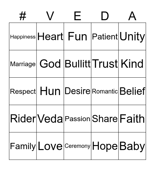 I's Married Now Bingo Card