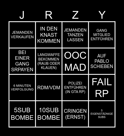 BINGO MITTWOCH Bingo Card