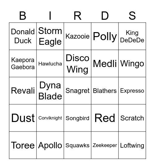 Mooncake [Round 1] Birds Bingo Card