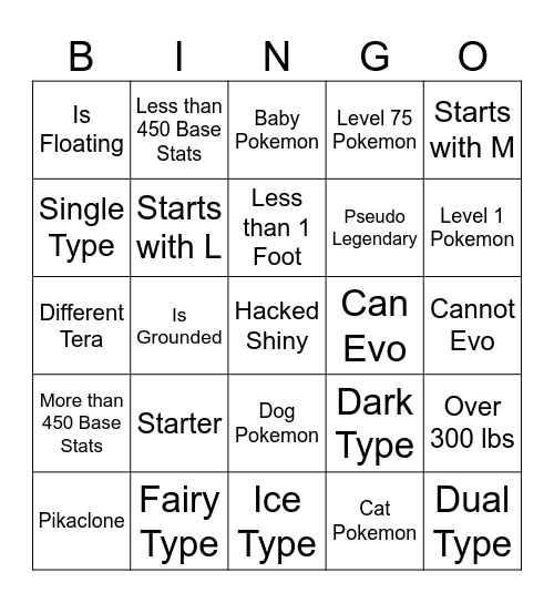 120 Surprise Trade Bingo Card