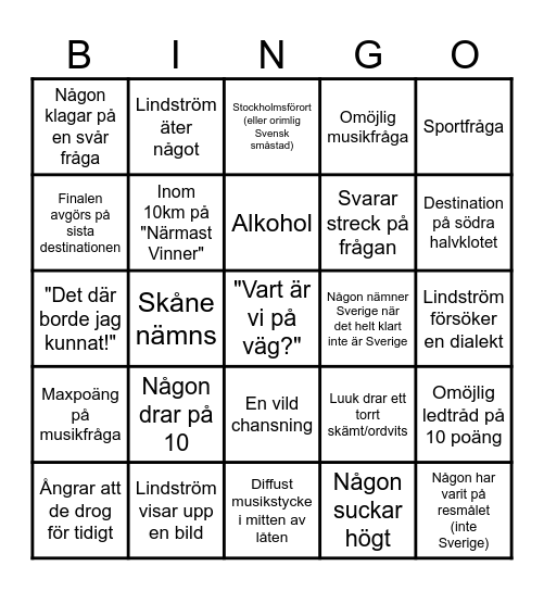 På Spåret Final 2025 Bingo Card