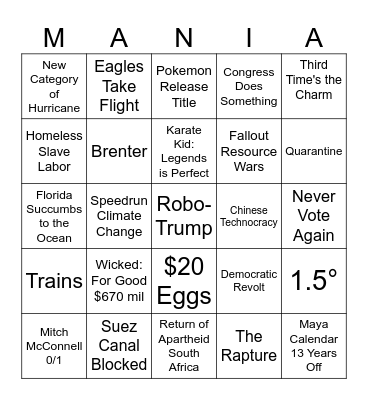 2025 Nightmare Bingo Card