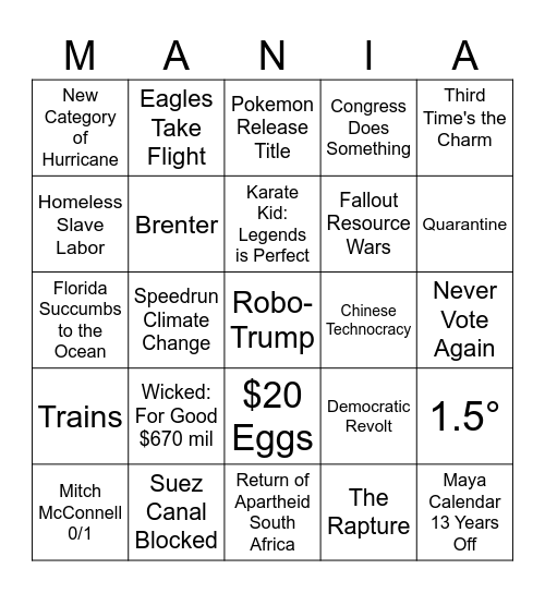 2025 Nightmare Bingo Card