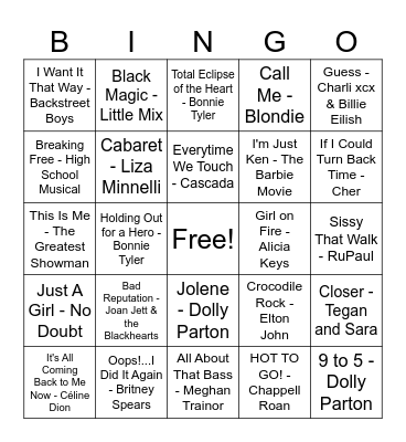 Pride Musical Bingo #2 Bingo Card
