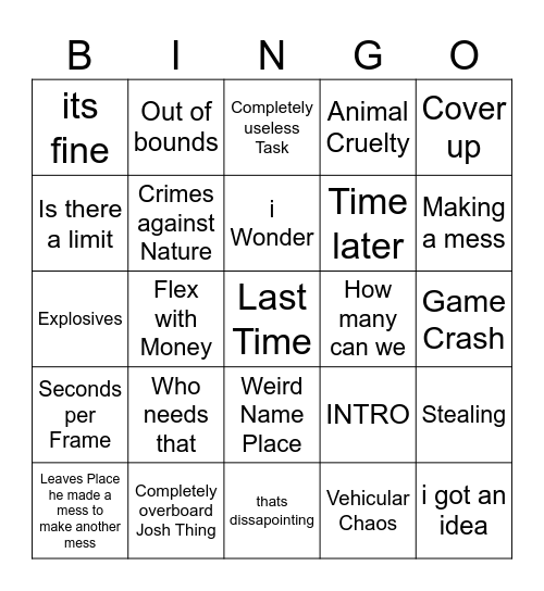 LetsgameItout Bingo Card
