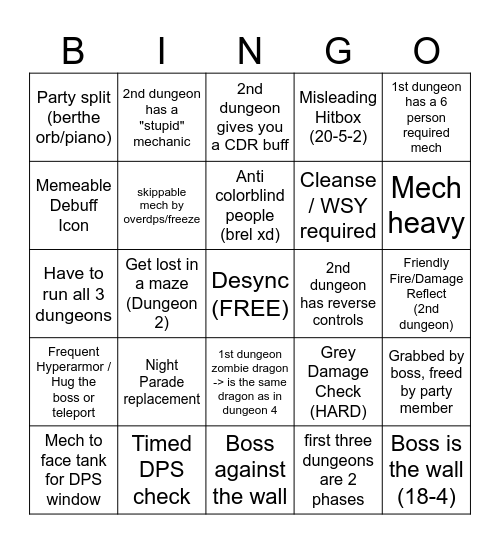 Elsword Barkat Raid 1-3 Bingo Card
