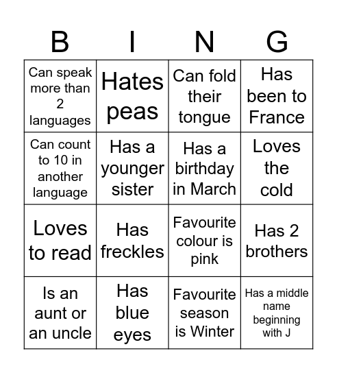 Find someone who ... Bingo Card