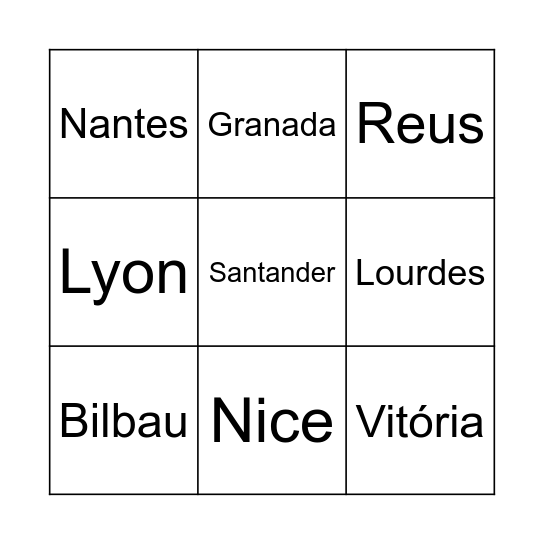 Mas onde vamos? Bingo Card