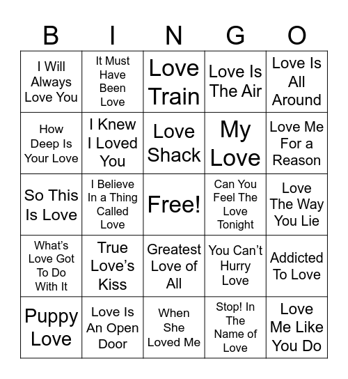 Valentine's Bingo! Bingo Card