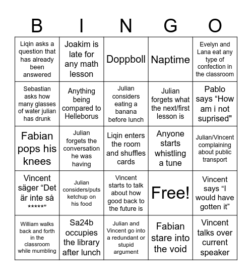 Sa24a 2025 BINGO Card