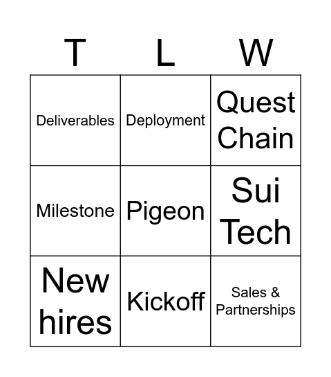 Product Bingo Card