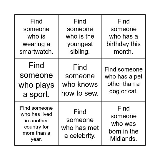 Finance Business Excellence Ice Breaker Bingo Card