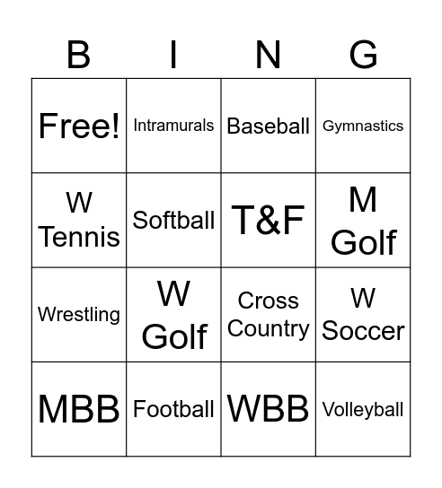 Mizzou Athletics Bingo Card