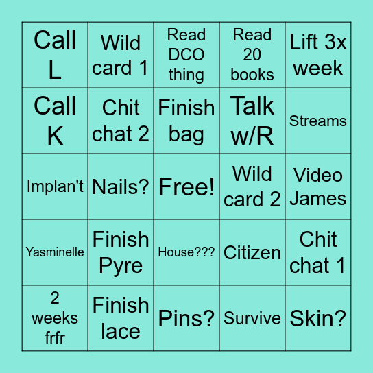 February Bingo Card