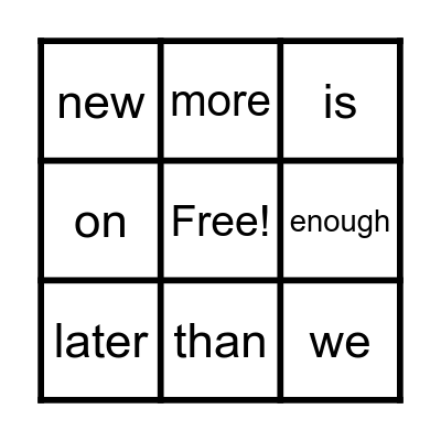 Right on the Money High Frequency Words Bingo Card