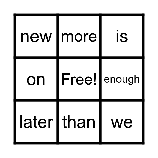 Right on the Money High Frequency Words Bingo Card