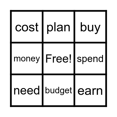 Right on the Money Vocabulary Bingo Card