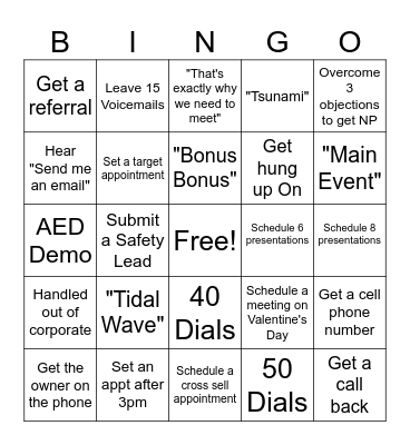Phone Block Bingo Card
