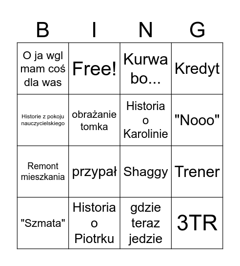 kacper Bingo Card
