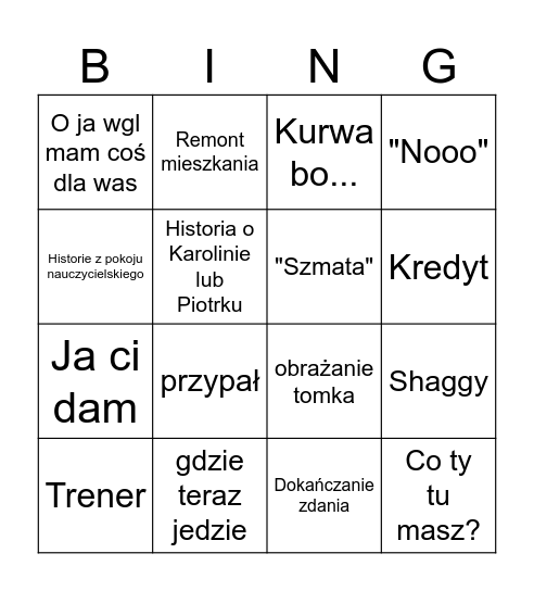 kacper Bingo Card