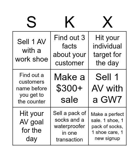 SKX BINGO Card