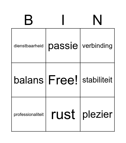 Missie team D Bingo Card