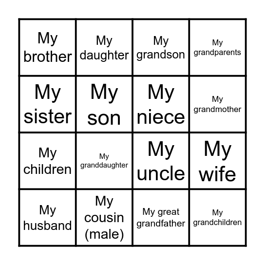 La famille Bingo Card