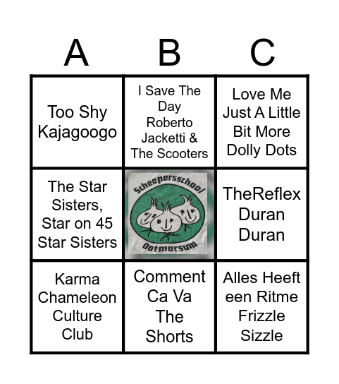 Muziekbingo Reünie Scheepersschool Bingo Card