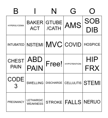 EMS BINGO Card