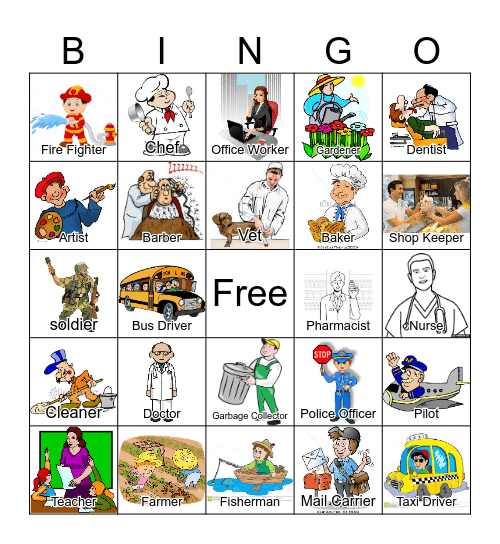 Jobs - Community Helpers Bingo Card