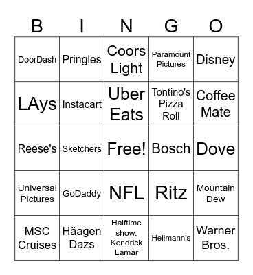 SUPERBOWL BINGO Card
