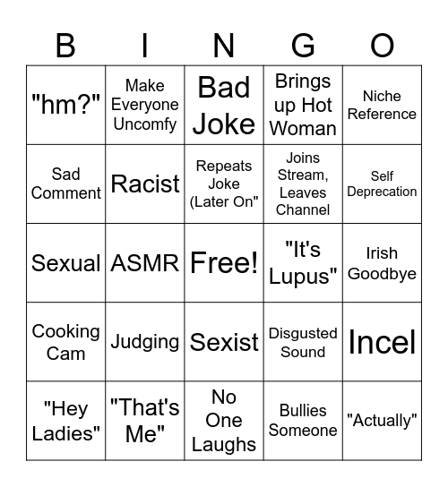 Voice Chat Bingo Card
