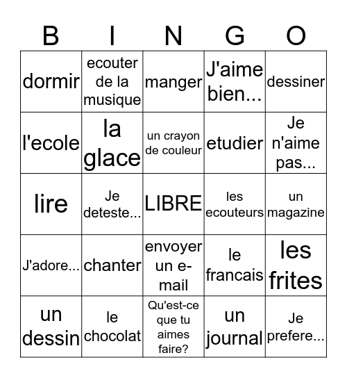 FR. I, CH. 2, VOC. 1 Bingo Card