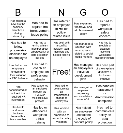 Leading with Confidence: A Supervisor’s Guide to the Employee Handbook Bingo Card