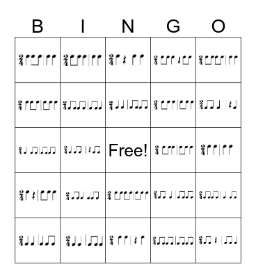 Unit 1 Rhythm Bingo Card