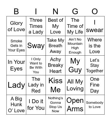 Galentine’s Music Bingo Card