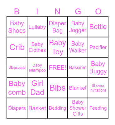 Sylvia's Baby Shower Bingo! Bingo Card