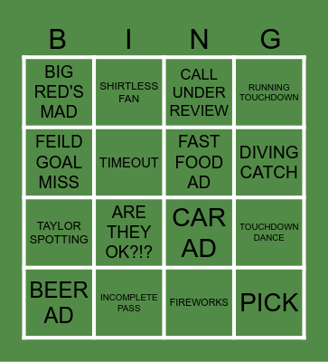 FOOT-BALLLLLLLLL! Bingo Card