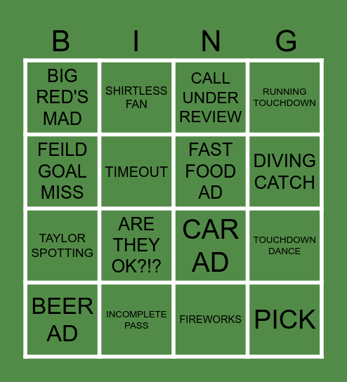 FOOT-BALLLLLLLLL! Bingo Card