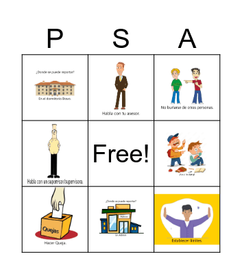 PSA Bingo Card