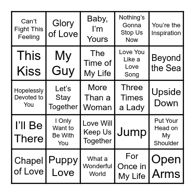 Galentine’s Music Bingo Card
