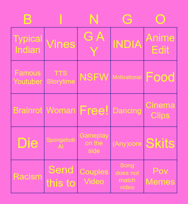 INSTA BINGO Card