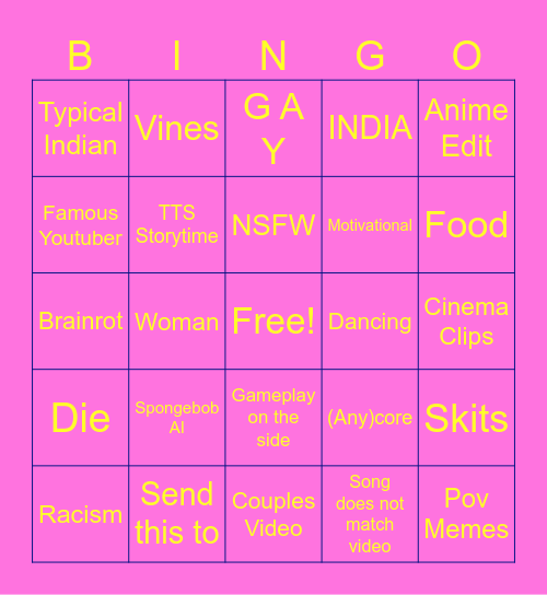 INSTA BINGO Card