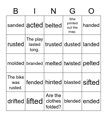 -ed /ed/ Bingo Card