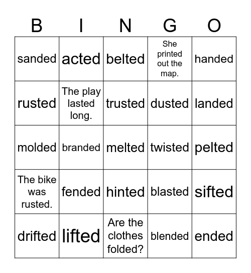 -ed /ed/ Bingo Card