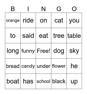 Edmark 4 Bingo Card