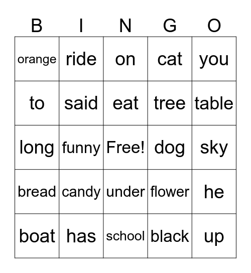 Edmark 4 Bingo Card