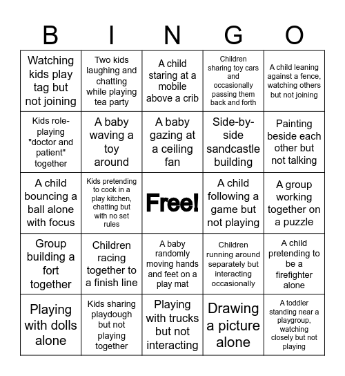 HPW3C: 6 Types of Social Patterns & Play Bingo Card