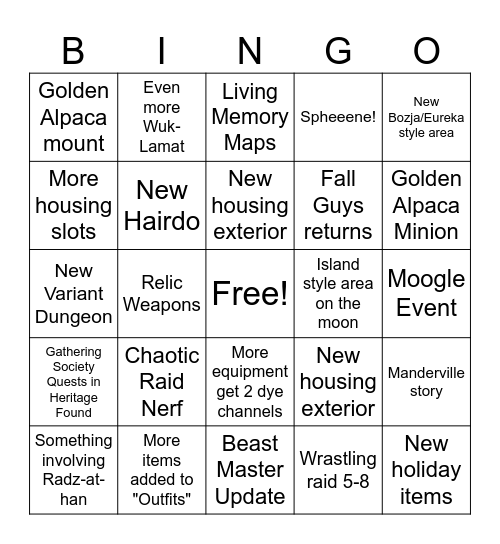 Live Letter 7/2/2025 Bingo Card