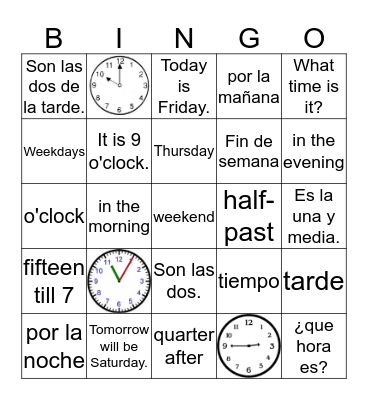 Time Bingo Card